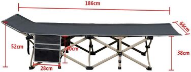Ліжко складане Yaheetech для кемпінгу, гостьове, сіре 186x66x52 см, вантажопідйомність до 150 кг з сумкою для транспортування