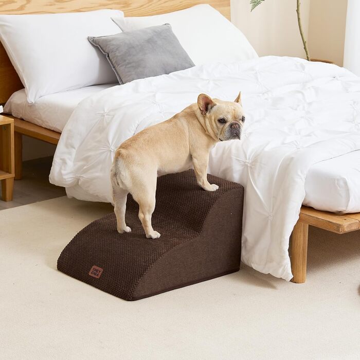 Сходинки для собак EHEYCIGA: компактні, 40 см, для маленьких собак, зручні для софи та ліжка, з антиковзким покриттям, 3 сходинки, сірий колір (40 x 50 x 30 см)