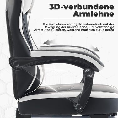 Геймерське крісло Ergonoma з підставкою для ніг, чорно-біле - Офісне крісло з підтримкою попереку