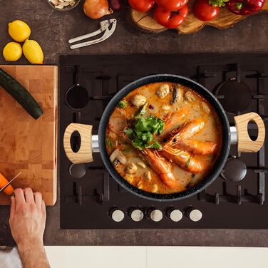 Набір посуду MAISON ARTS 12 предметів: каструлі та сковорідки з антипригарним покриттям, гранітне покриття, для індукційних плит та плиток