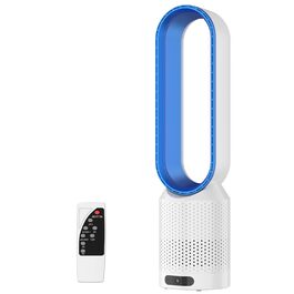2-в-1 Вентилятор з очищувачем повітря, безщітковий, з пульт дистанційного керування, 8 швидкостей, 90° осциляція, таймер, для спальні, офісу (блакитний)