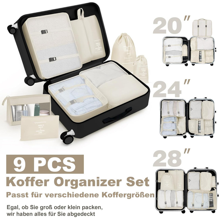 Органайзери для валізи OBSGUMU, набір 9 шт. - Packing Cubes для подорожей, косметичка, набір для подорожей