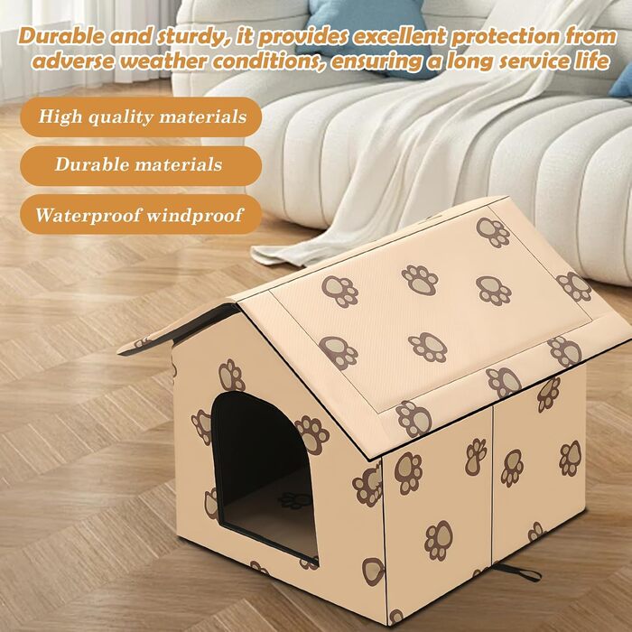 Кіт-будинок на вулицю: тепла, водонепроникна кімната для кота/маленької собаки WIYETY 40x35x38 см, знімна, миється, для тварин