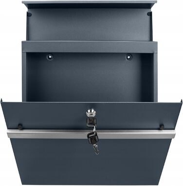 Поштова скринька настінна Anthrazit RAL 7016, велика (XXL) з можливістю гравіювання адреси та відділенням для газет