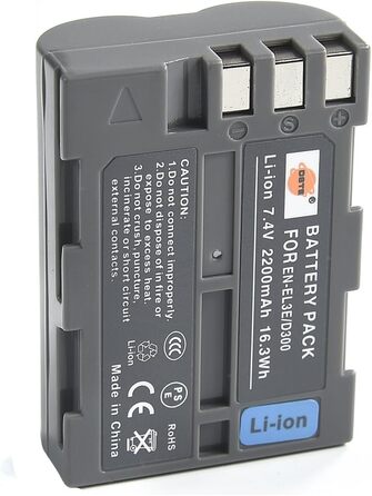 Акумулятор DSTE EN-EL3E (2 шт.) та Micro USB зарядний пристрій - сумісний з Nikon D30, D50, D70, D70S, D90, D80, D100, D200, D300, D300S, D700