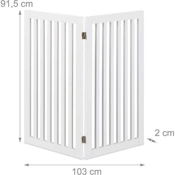 Захисний бар'єр для собак Relaxdays, самостійний, 91,5 x 103 см, MDF, складаний, для дверей, білий
