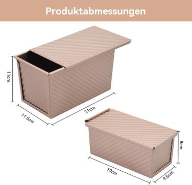 Форма для тостів OTraki 2 шт. з кришками: маленька (19x9.5x8 см) та велика (21x11.5x11 см), антипригарна форма для випічки хліба та тостів