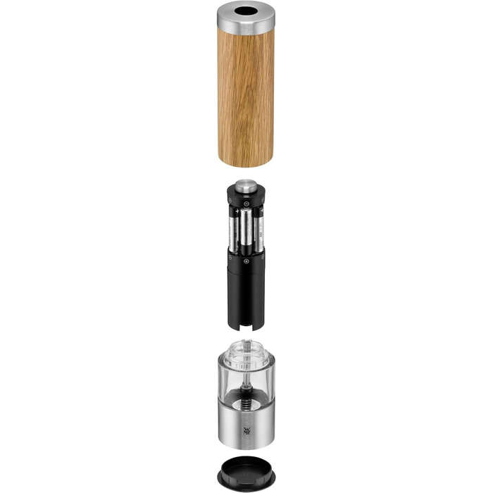 Електричний млинок для солі та перцю WMF Ceramill, 21,5 см, нержавіюча сталь Cromargan, керамічний механізм, дуб