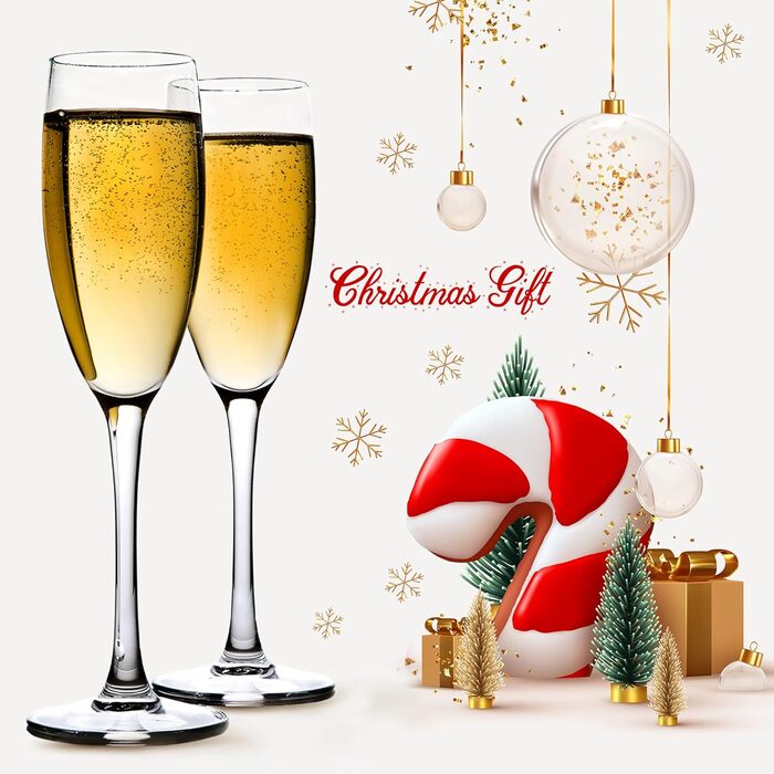 Набір келихів для шампанського Crystalia Luxus, 6 шт., 190 мл, без свинцю, придатні для миття в посудомийній машині