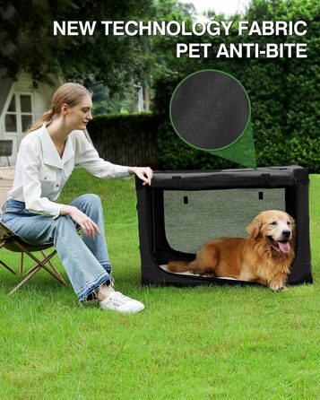 Складана переноска для собак середніх порід, 76x54x54 см, зелена/чорна (60x42x42 см)