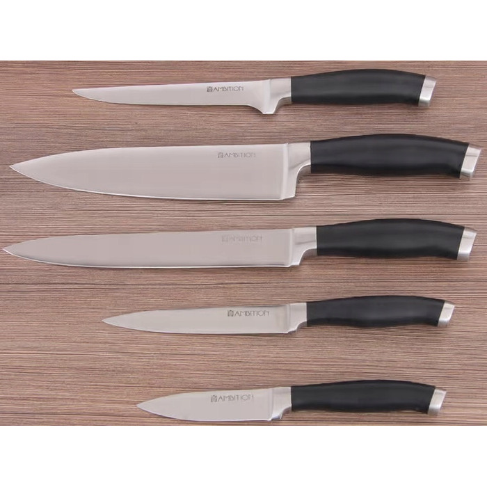 Набір ножів у підставці Ambition Granite, 6 предметів, чорний