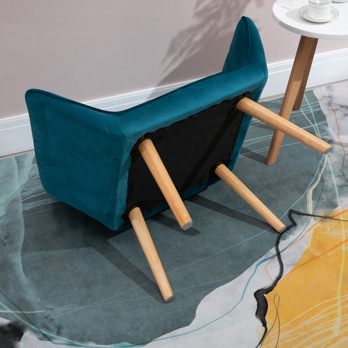 HOMCOM Single Armchair, Recliner Chair, Velvet, Raised Legs, Velvety Polyester, Scandinavian Style, Green, 64x62x72.5cm | Aosom