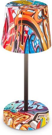 LED настільна лампа BRILONER бездротова, диммируемая, з торшером, для дому та кемпінгу, USB-C, тепле світло, Ø105x260 мм, з мотивом Graffiti