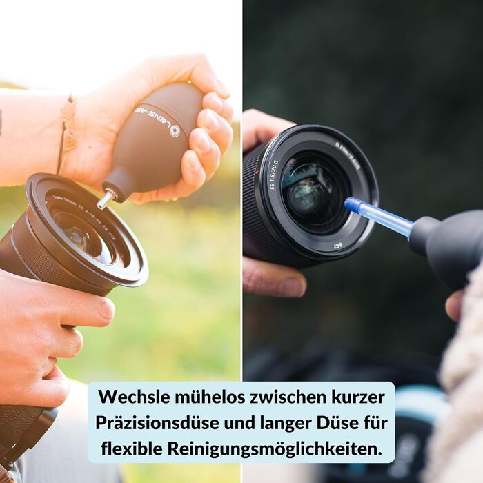 Набір для чищення камери Lens-Aid 3 в 1: повітряний насос, олівець для чищення та 5 мікрофібрових серветок. Підходить для сенсорів, об'єктивів, камер, дисплеїв, фільтрів та оптики. Ідеальний для фотоаксесуарів та техніки.