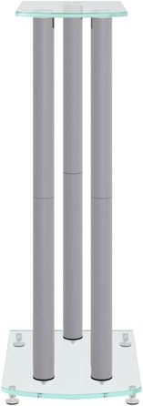 Підставка для динаміків vidaXL, 2 шт., чорно-срібна, з 3 колонами, з антиковзкими ніжками, з міцного загартованого скла