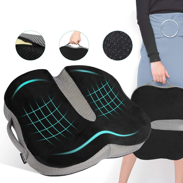 Ортопедична подушка для сидіння з ефектом пам'яті (Memory Foam) — профільна, для офісу