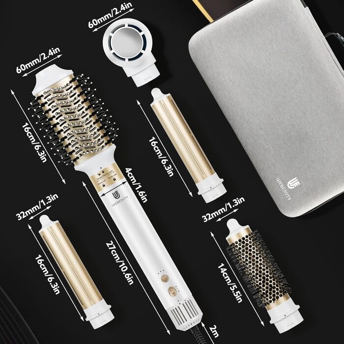 Webeauty Airstyler 6-в-1: Фен-щітка, плойка для локонів, іонізація 500 млн, 220-240V