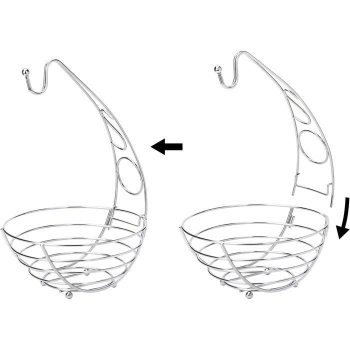 Металева фруктова корзина Exzact з тримачем для бананів, 41 см, срібляний хром