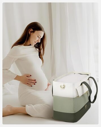 Сумка-валіза LOVEVOOK для жінок, 45L, валіза-рюкзак, сумка для подорожей, клінічна/пологова сумка, спортивна сумка з відділенням для взуття та мокрих речей, для авіаперельотів, тренажерного залу (зелений+бежевий, 45L з відділенням для взуття)