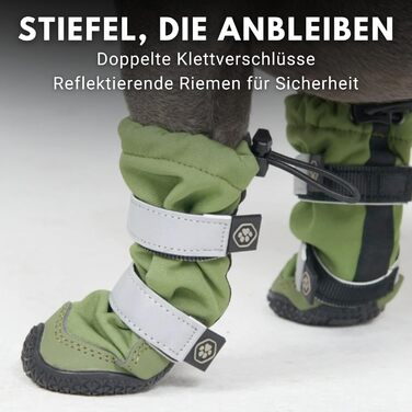 Spark Paws Waterproof Dog Shoes for Medium and Large Dogs, Non-Slip Reflective Dog Boots for Rain, Snow, Hiking, 4-Pack - Brown, A (Green, C: 6.0cm B | 18-27kg)