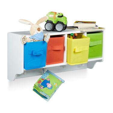 Relaxdays Children's Wall Shelf with Coat Hooks ALBUS