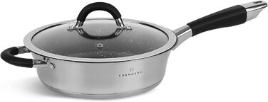 Набір каструль Edenberg з антипригарною сковородою: нержавіюча сталь, підходить для всіх плит, включаючи індукцію, чорний