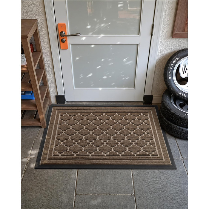 Килимок для дому та вулиці Color G: міцний, неслизький, 43.5 x 75 см, легко миється, для входу, балкону, тераси (Коричневий)