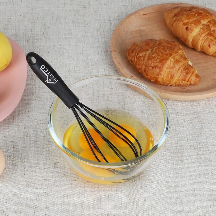 Набір міксерів Hotec: 4 шт. силіконових та нержавіючої сталі для збивання, перемішування та змішування. Кухонні аксесуари, чорний/блакитний