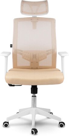 Офісний стіл Rotar - ергономічне крісло для офісу з регулюванням висоти, зручне та практичне, з дихаючою тканиною, стабільна конструкція, 67 x 65 x 125 см, колір бежевий