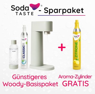 Набір Mysoda Woody: Газований напій з дерева, пластикова пляшка 1л, 2 балончики CO2 (Класик та Лимон)