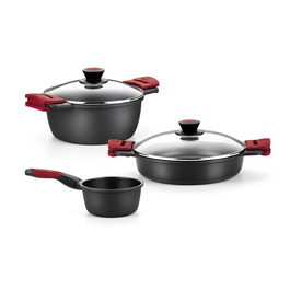 Набір посуду BRA Premiere 9 шт. з антипригарним покриттям, алюміній, знімні ручки, PFOA-free, для всіх типів плит та духовок