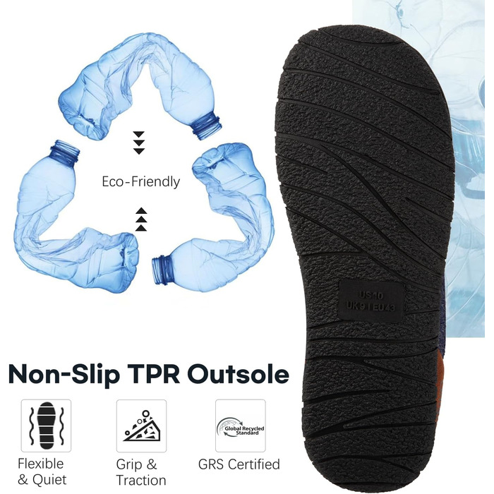 Чоловічі халати-тапочки LongBay з м'якою піною Memory Foam та Sherpa підкладкою, теплі халати для дому та вулиці (44 EU, Navy Blue)