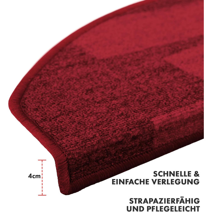 Casa Pura килимки на сходи самоклеючі напівкруглі червоні 15 шт. 65 x 23,5 см, сучасний дизайн | Casa Pura Via Veneto