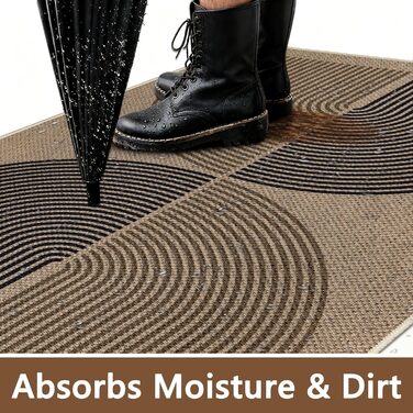 Килимок для дому та вулиці 50x80 см, джутовий, з антиковзаючим покриттям, для входу, балкону (Чорно-коричневий)