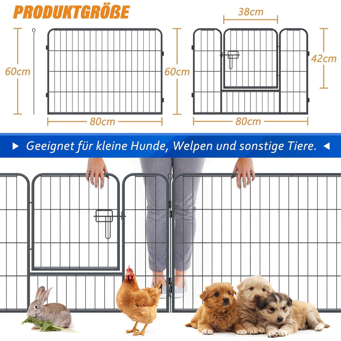 Металевий вольєр для собак та цуценят, переносний загон для тварин, вигульний майданчик на вулицю (12 шт.)