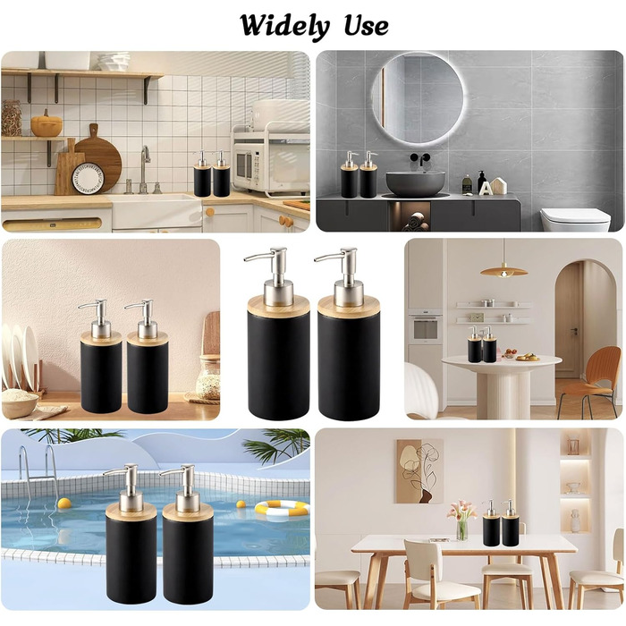 Дозатор для мила з кераміки, 500 мл, з металевим насосом, 2 шт. (білий/чорний)