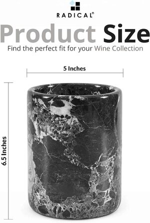Radicaln Marble Wine Cooler Oceanic 16.5cm - Handcrafted Bar Accessory & Champagne Chiller - Wine Bottle Holder for Bar Decor