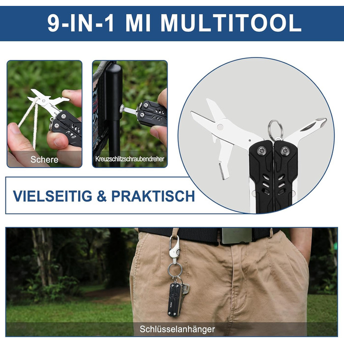 9-in-1 Mini Multitool with Needle-Nose Pliers, Scissors, SIM Extractor, and Screwdriver - For Travel, EDC, TSA Approved, Blade-Free (Mini Sailor Lite)