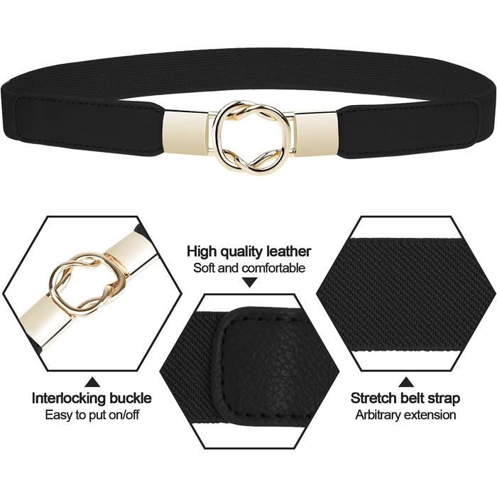 Жіночі тонкі ремінні EAONE (5 шт.) - золотий/чорний/білий/червоний/темно-синій