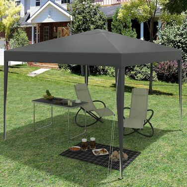 WOLTU Pop-Up Pavilion, Waterproof Folding Pavilion, Sun Shade Event Pavilion, Garden Pavilion for Terrace, Camping, Festival, Pagoda Tent from Oxford Fabric with Metal Frame, 3 x 3 m, PVL0002be (Gray)