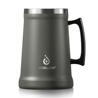 Термокружка для пива Ideus® 710мл з нержавіючої сталі, 34oz, сіра. Ідеально для Октоберфесту