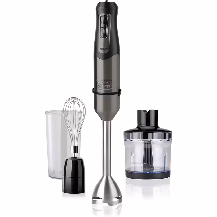 BLACK+DECKER | Immersion Blender | BXHBA1000E | Immersion Blender | 1000 Watt | 4 Accessories | 20 Modes 3 Accessories Single 1000W