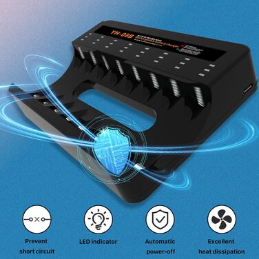 Зарядний пристрій для акумуляторів AA/AAA 8 слотів - розумний зарядний пристрій для NI-MH/NI-CD акумуляторів