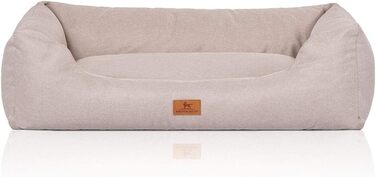 Ліжко для собак Knuffelwuff Emma з велюру, пастельні кольори, XL 105 x 75 см, бежеве, знімний чохол, легко мити, для великих, середніх та маленьких собак