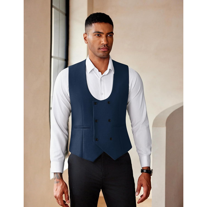 COOFANDY: Дворядний піджак з V-подібним вирізом (S, Синій)