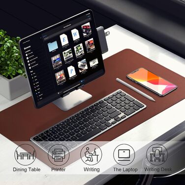 Підкладка на стіл шкіряна велика двостороння водонепроникна Robbenbraun 120x60 см для письма та малювання коричнева