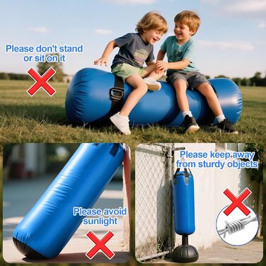 Дитячий боксерський мішок 160 см з рукавичками та насосом, надувний, для занять карате та тхеквондо, ідеальний подарунок для дітей від 6 років (Блакитний)