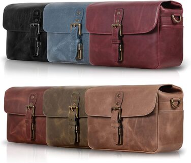 Чохол для камери MegaGear Torres: шкіряна сумка-месенджер для бездзеркальних, плівкових та DSLR камер, оливковий (бордовий)