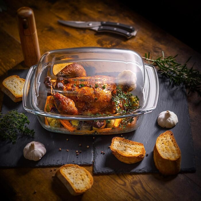 Форма для запікання KADAX 7л зі склокераміки - прямокутна, для лазаньї, овочевих запіканок, м'ясних страв, жароміцна, придатна для миття в посудомийній машині, прозора