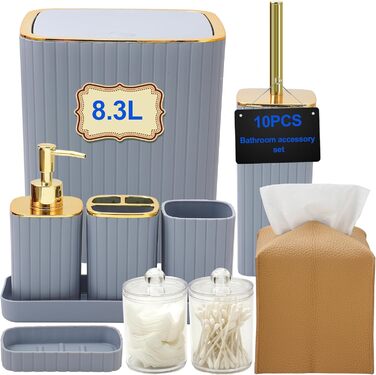 Набір аксесуарів для ванної кімнати RotateGold-Gray (10 шт., сірий)